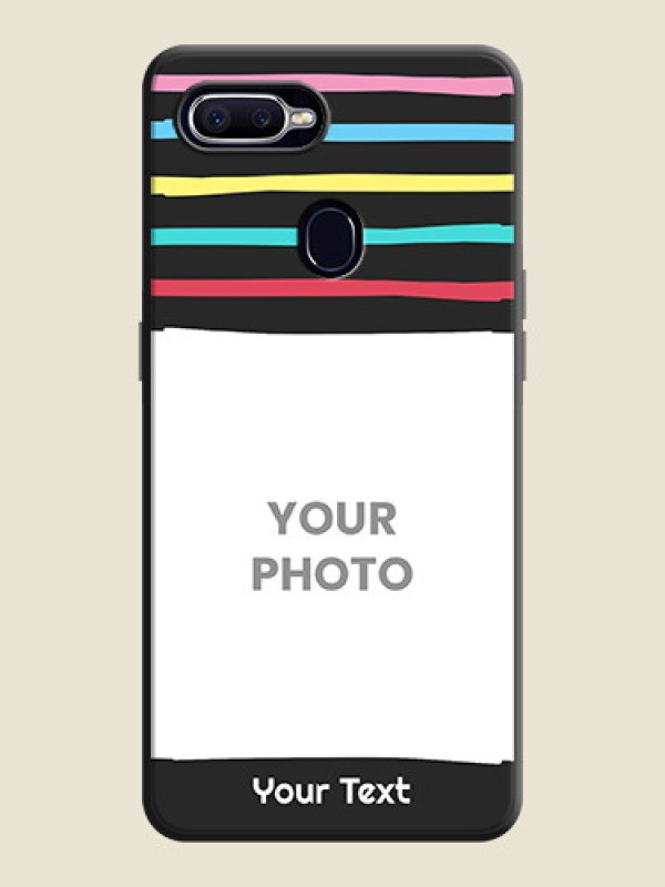 Custom Multicolor Lines with Image on Space Black Personalized Soft Matte Phone Covers - Oppo F9 - alternate view