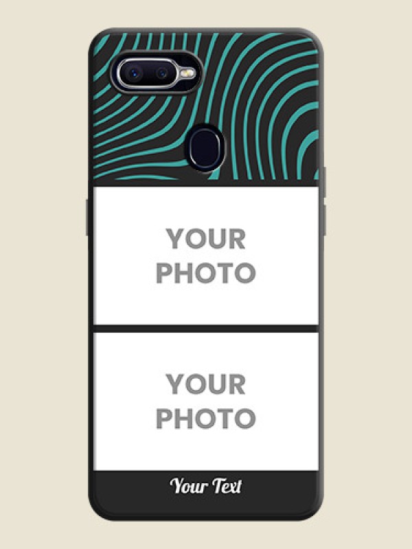 Custom Wave Pattern with 2 Image Holder on Space Black Personalized Soft Matte Phone Covers - Oppo F9 - alternate view