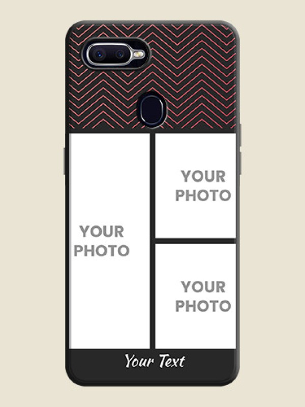 Custom Wave Pattern with 3 Image Holder on Space Black Custom Soft Matte Back Cover - Oppo F9 - alternate view