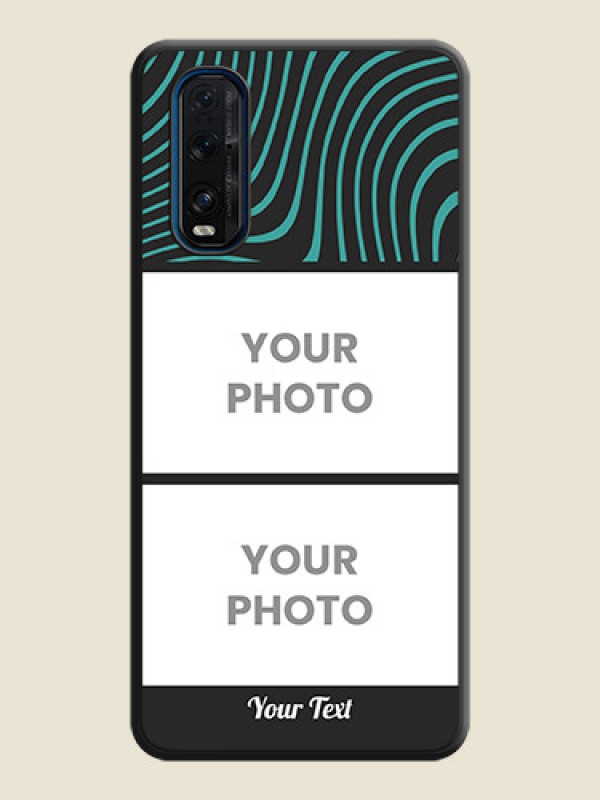Custom Wave Pattern with 2 Image Holder on Space Black Personalized Soft Matte Phone Covers - Oppo Find X2 - alternate view
