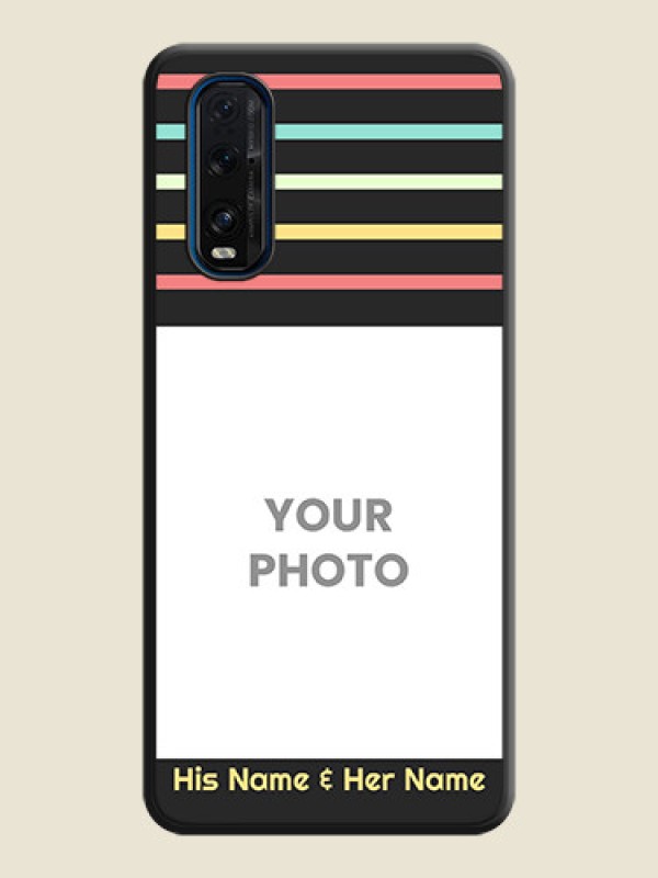 Custom Color Stripes with Photo and Text on Photo on Space Black Soft Matte Mobile Case - Oppo Find X2 - alternate view
