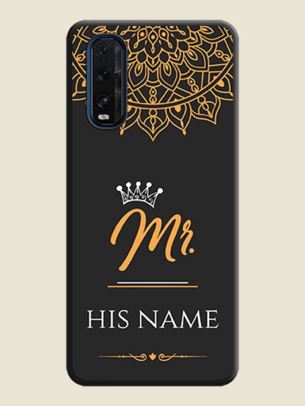 Custom Mr Name with Floral Design on Personalised Space Black Soft Matte Cases - Oppo Find X2 - alternate view