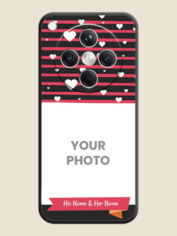 Custom White Color Love Symbols with Pink Lines Pattern On Space Black Custom Soft Matte Mobile Back Cover - Oppo Find X8 5G - alternate view