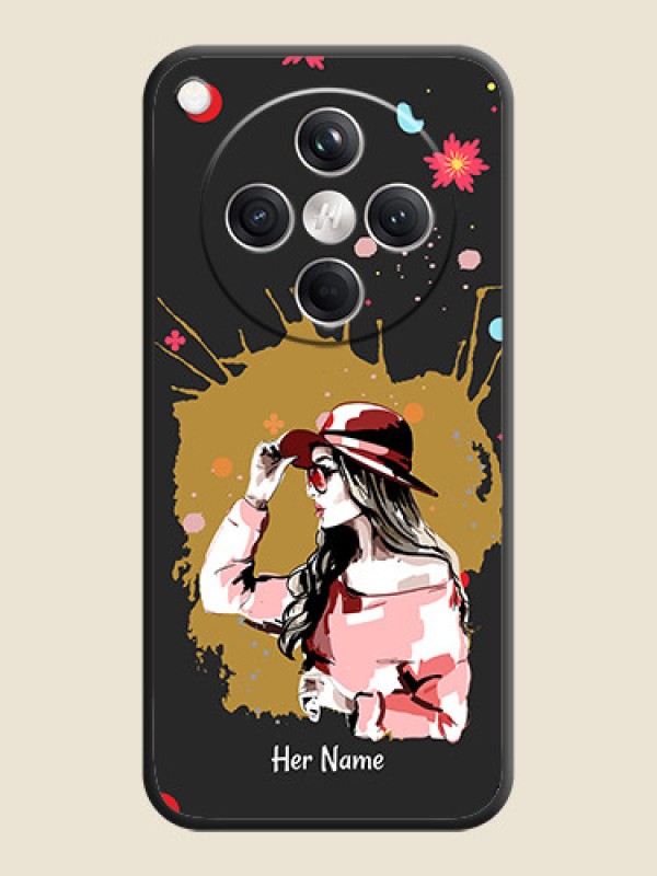 Custom Mordern Lady With Color Splash Background With Custom Text On Space Black Custom Soft Matte Mobile Back Cover - Oppo Find X8 5G - alternate view