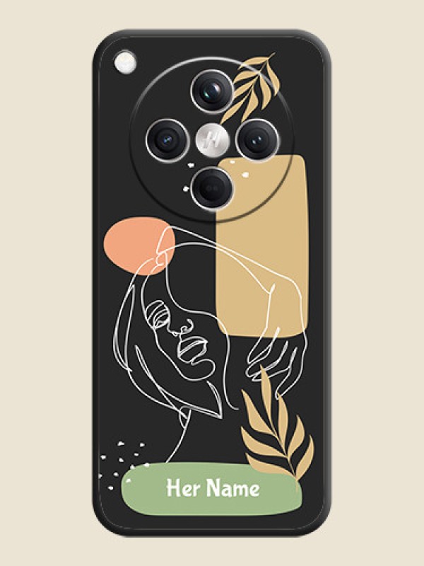 Custom Custom Text With Line Art Of Women & Leaves Design On Space Black Custom Soft Matte Mobile Back Cover - Oppo Find X8 5G - alternate view