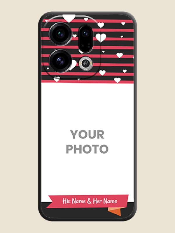 Custom White Color Love Symbols with Pink Lines Pattern On Space Black Custom Soft Matte Mobile Back Cover - Oppo Find X9 5G - alternate view