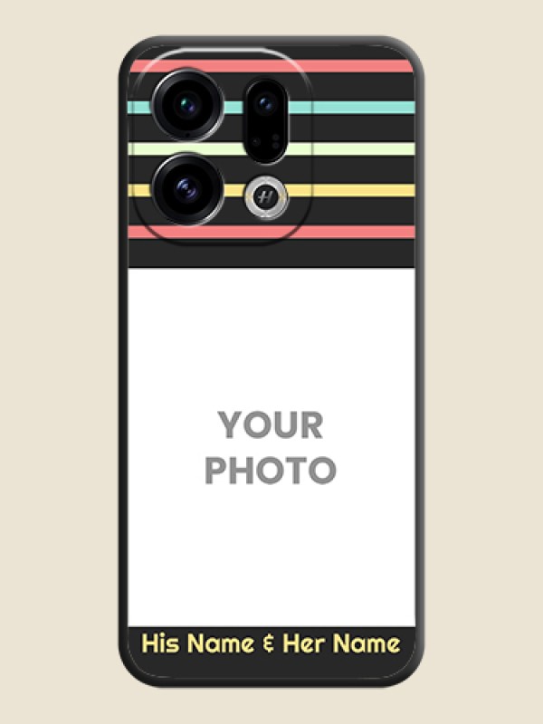 Custom Color Stripes with Photo and Text on Photo On Space Black Custom Soft Matte Mobile Back Cover - Oppo Find X9 5G - alternate view
