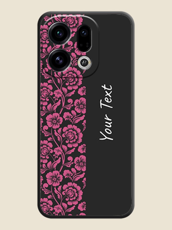Custom Pink Floral Pattern Design With Custom Text On Space Black Custom Soft Matte Mobile Back Cover - Oppo Find X9 5G - alternate view