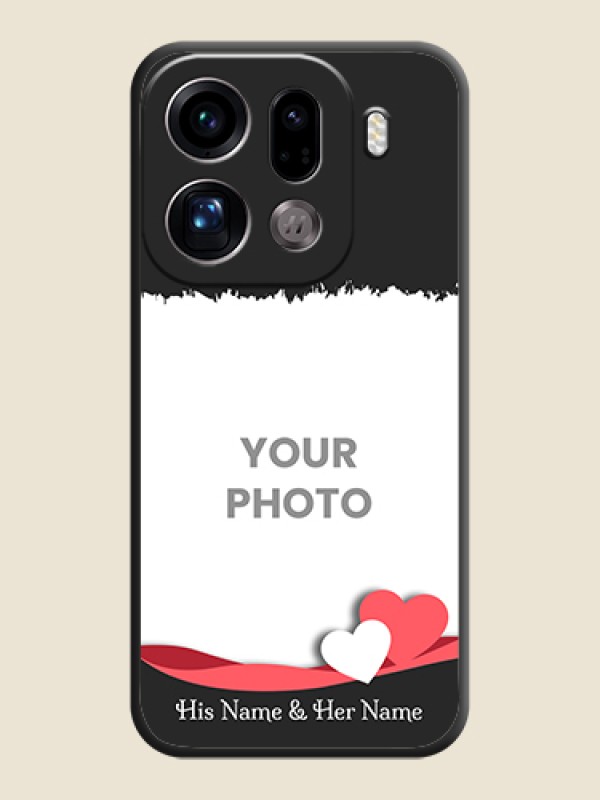 Custom Pin Color Love Shaped Ribbon Design with Text On Space Black Custom Soft Matte Mobile Back Cover - Oppo Find X9 Pro 5G - alternate view
