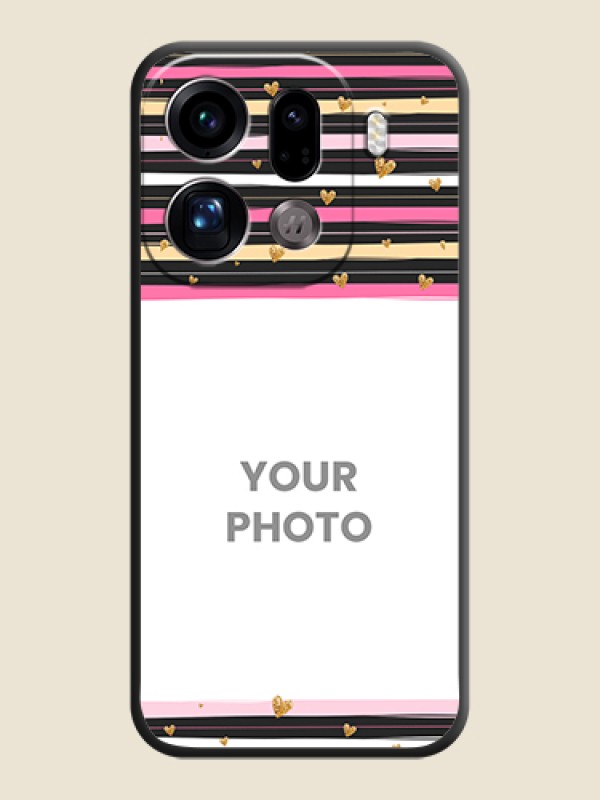 Custom Multicolor Lines and Golden Love Symbols Design on Photo On Space Black Custom Soft Matte Mobile Back Cover - Oppo Find X9 Pro 5G - alternate view