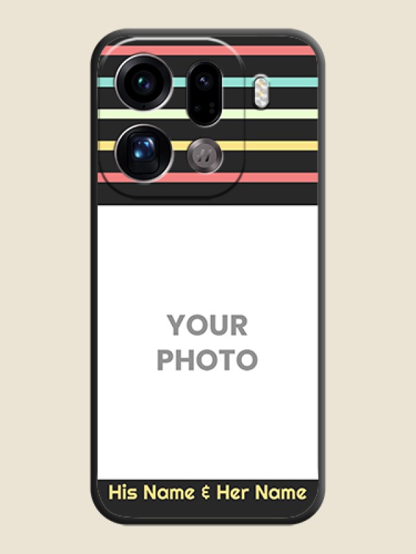 Custom Color Stripes with Photo and Text on Photo On Space Black Custom Soft Matte Mobile Back Cover - Oppo Find X9 Pro 5G - alternate view