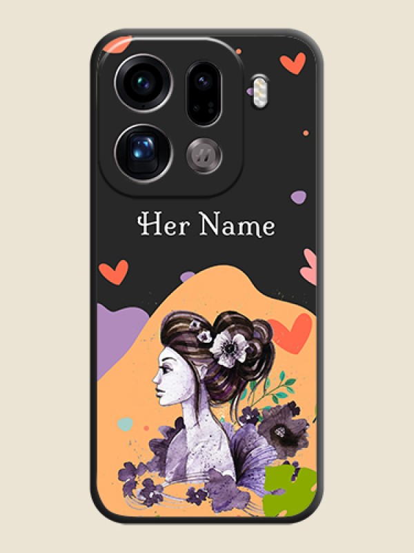 Custom Namecase For Her With Fancy Lady Image On Space Black Custom Soft Matte Mobile Back Cover - Oppo Find X9 Pro 5G - alternate view