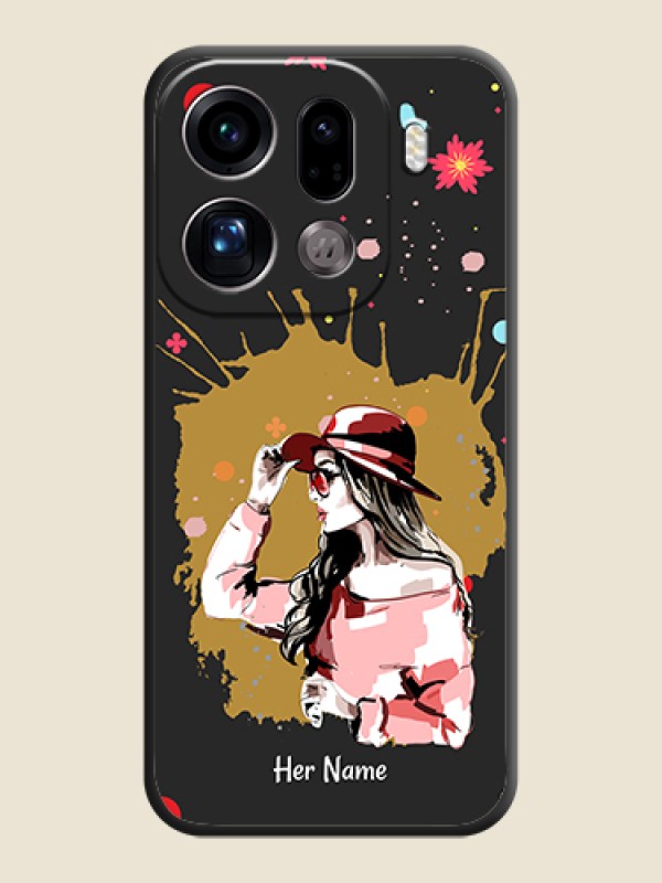 Custom Mordern Lady With Color Splash Background With Custom Text On Space Black Custom Soft Matte Mobile Back Cover - Oppo Find X9 Pro 5G - alternate view