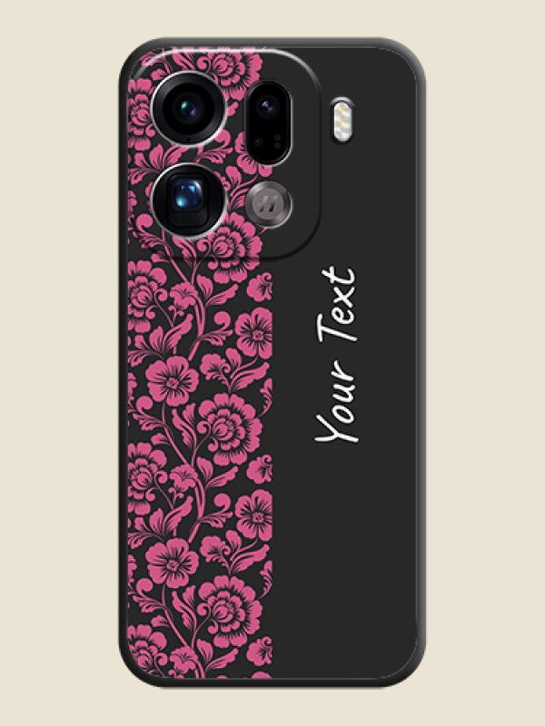 Custom Pink Floral Pattern Design With Custom Text On Space Black Custom Soft Matte Mobile Back Cover - Oppo Find X9 Pro 5G - alternate view