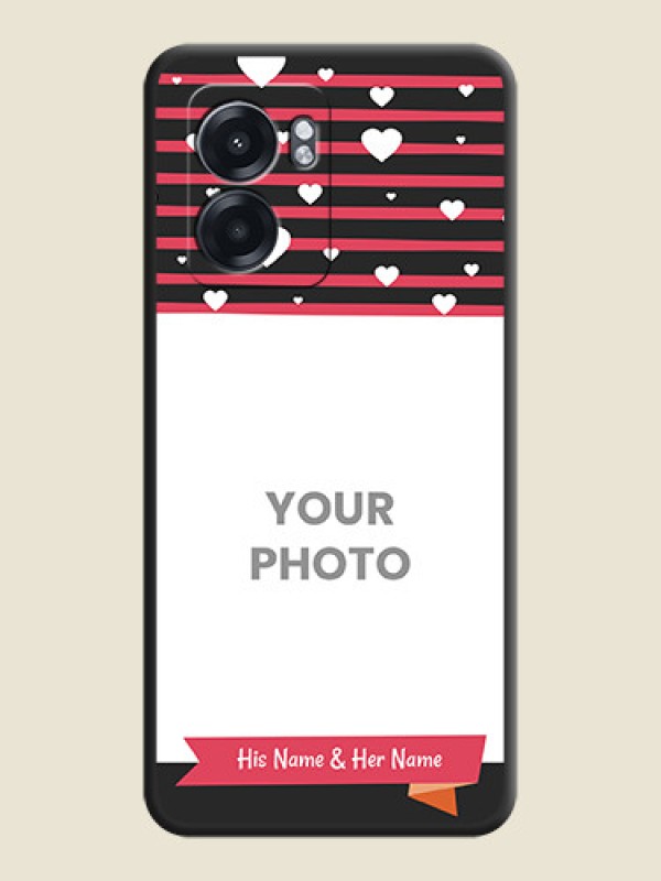 Custom White Color Love Symbols with Pink Lines Pattern on Space Black Custom Soft Matte Phone Cases - Oppo K10 5G - alternate view