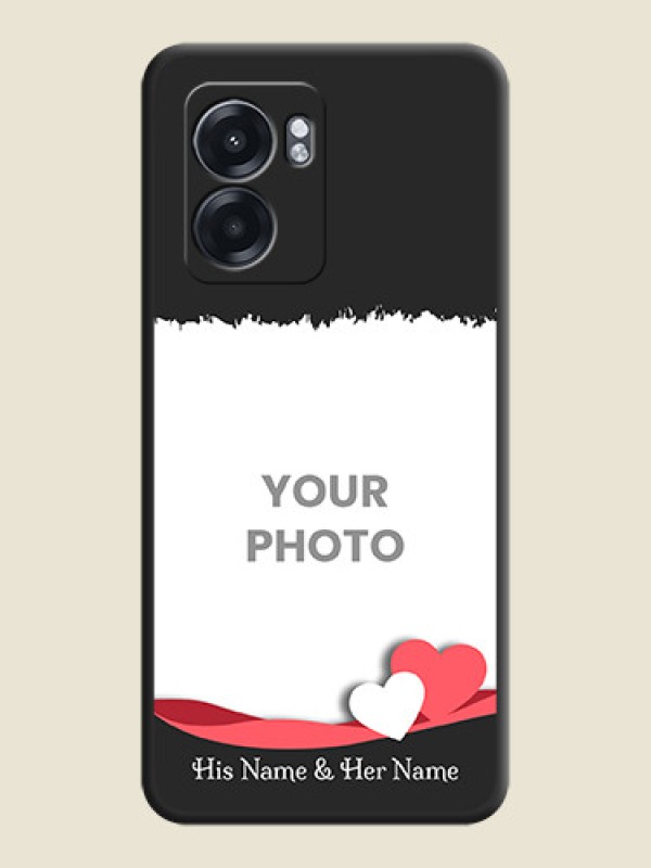 Custom Pin Color Love Shaped Ribbon Design with Text on Space Black Custom Soft Matte Phone Back Cover - Oppo K10 5G - alternate view