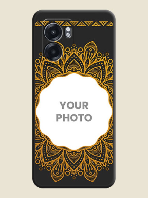Custom Round Image with Floral Design on Photo on Space Black Soft Matte Mobile Cover - Oppo K10 5G - alternate view