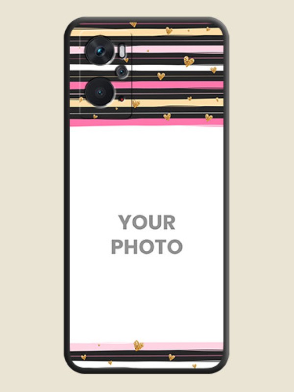 Custom Multicolor Lines and Golden Love Symbols Design on Photo on Space Black Soft Matte Mobile Cover - Oppo K10 - alternate view