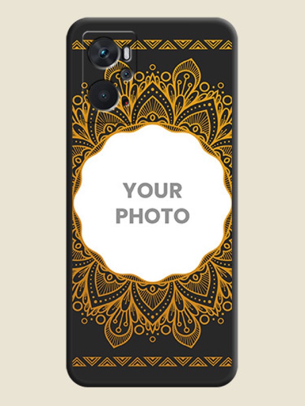 Custom Round Image with Floral Design on Photo on Space Black Soft Matte Mobile Cover - Oppo K10 - alternate view