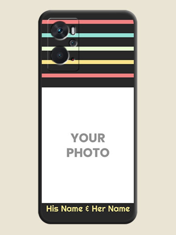 Custom Color Stripes with Photo and Text on Photo on Space Black Soft Matte Mobile Case - Oppo K10 - alternate view