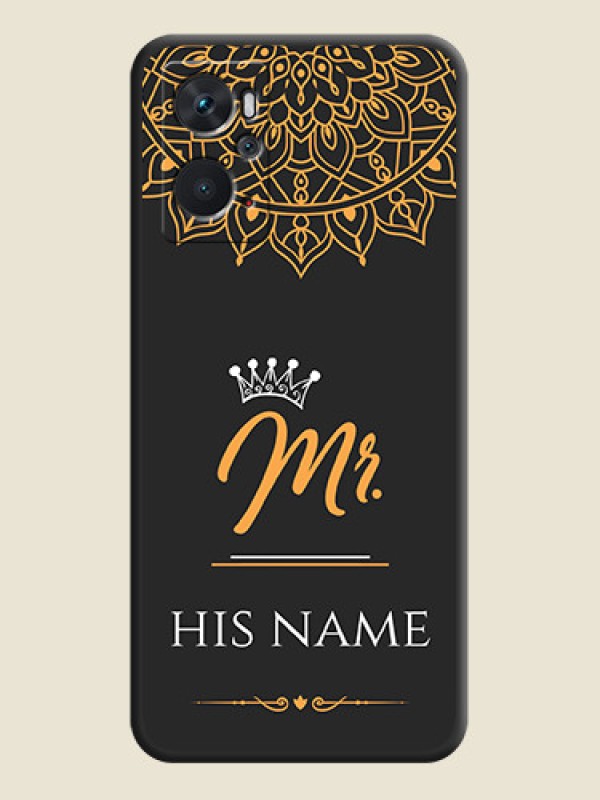 Custom Mr Name with Floral Design  on Personalised Space Black Soft Matte Cases - Oppo K10 - alternate view