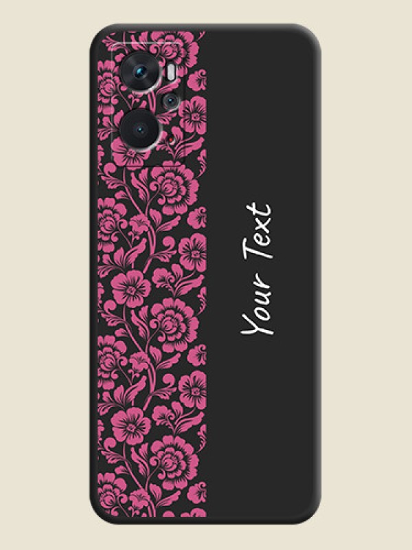 Custom Pink Floral Pattern Design With Custom Text On Space Black Personalized Soft Matte Phone Covers -Oppo K10 - alternate view