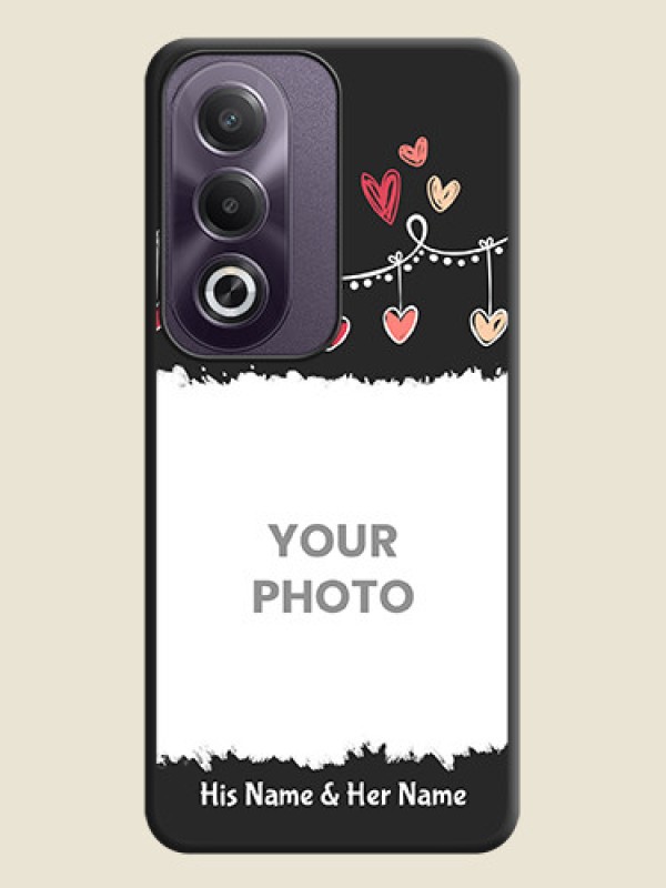 Custom Pink Love Hangings with Name On Space Black Custom Soft Matte Mobile Back Cover - Oppo K12x 5G - alternate view