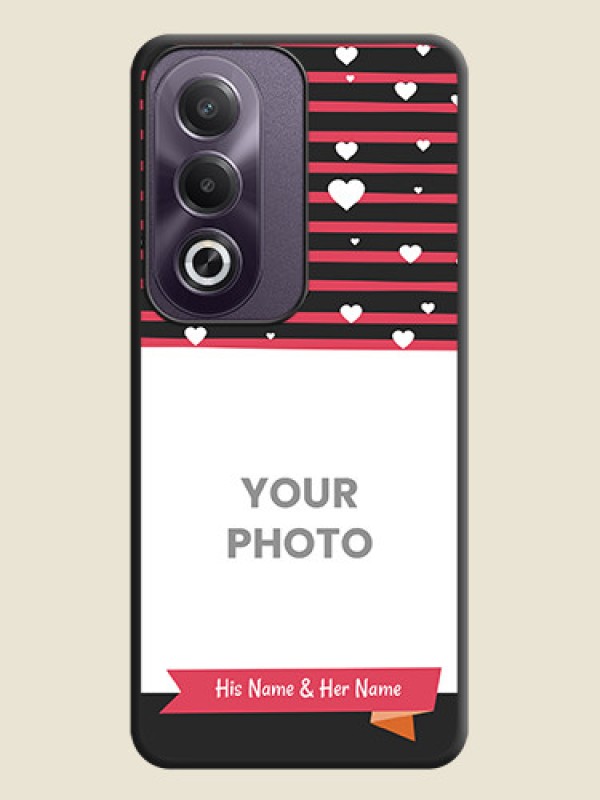 Custom White Color Love Symbols with Pink Lines Pattern On Space Black Custom Soft Matte Mobile Back Cover - Oppo K12x 5G - alternate view