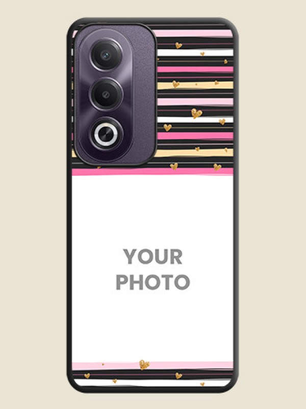 Custom Multicolor Lines and Golden Love Symbols Design on Photo On Space Black Custom Soft Matte Mobile Back Cover - Oppo K12x 5G - alternate view