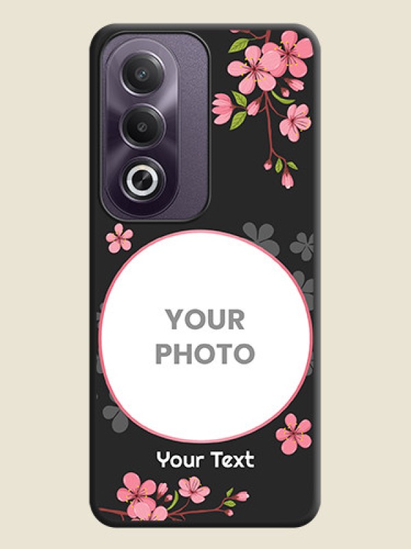 Custom Round Image with Pink Color Floral Design on Photo On Space Black Custom Soft Matte Mobile Back Cover - Oppo K12x 5G - alternate view