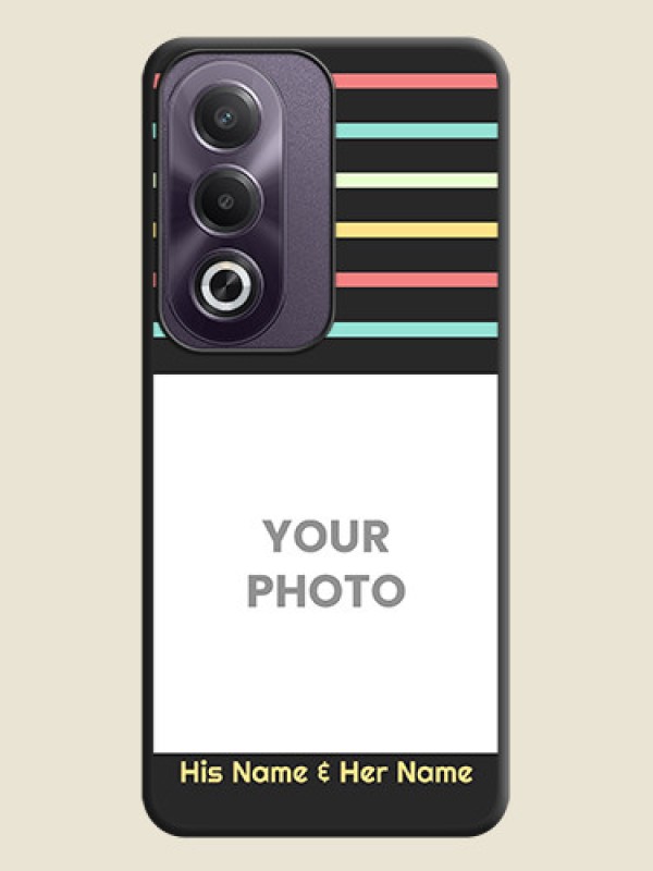 Custom Color Stripes with Photo and Text on Photo On Space Black Custom Soft Matte Mobile Back Cover - Oppo K12x 5G - alternate view