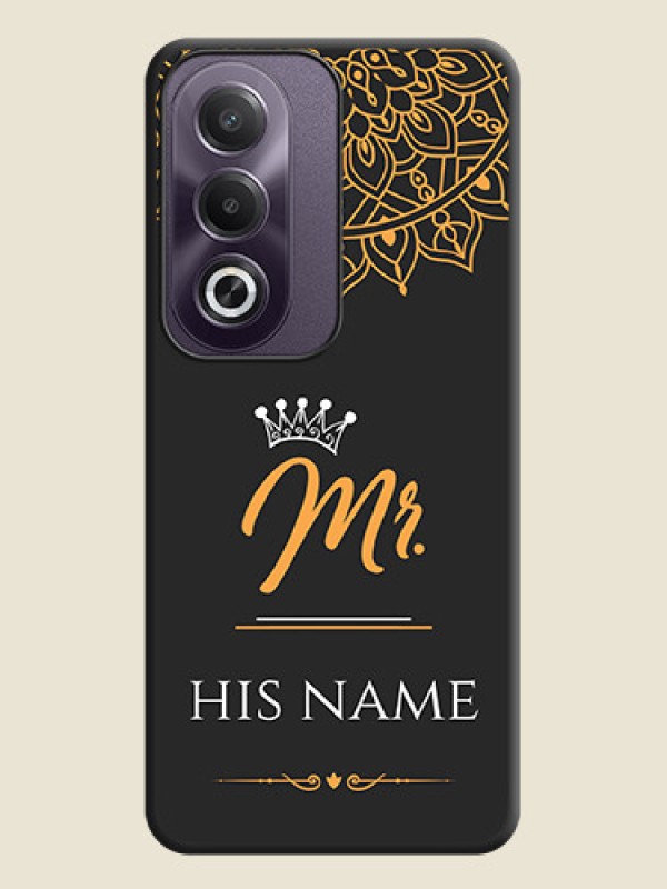 Custom Mr Name with Floral Design On Space Black Custom Soft Matte Mobile Back Cover - Oppo K12x 5G - alternate view