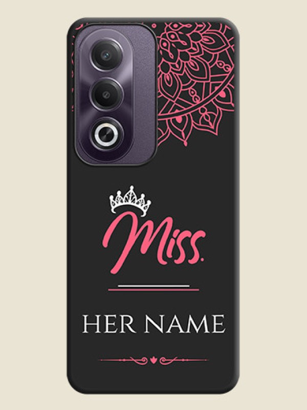 Custom Mrs Name with Floral Design On Space Black Custom Soft Matte Mobile Back Cover - Oppo K12x 5G - alternate view