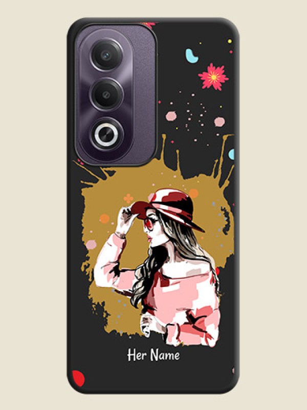 Custom Mordern Lady With Color Splash Background With Custom Text On Space Black Custom Soft Matte Mobile Back Cover - Oppo K12x 5G - alternate view