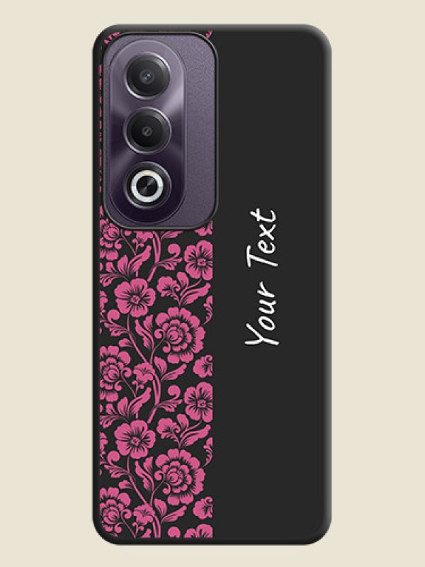 Custom Pink Floral Pattern Design With Custom Text On Space Black Custom Soft Matte Mobile Back Cover - Oppo K12x 5G - alternate view