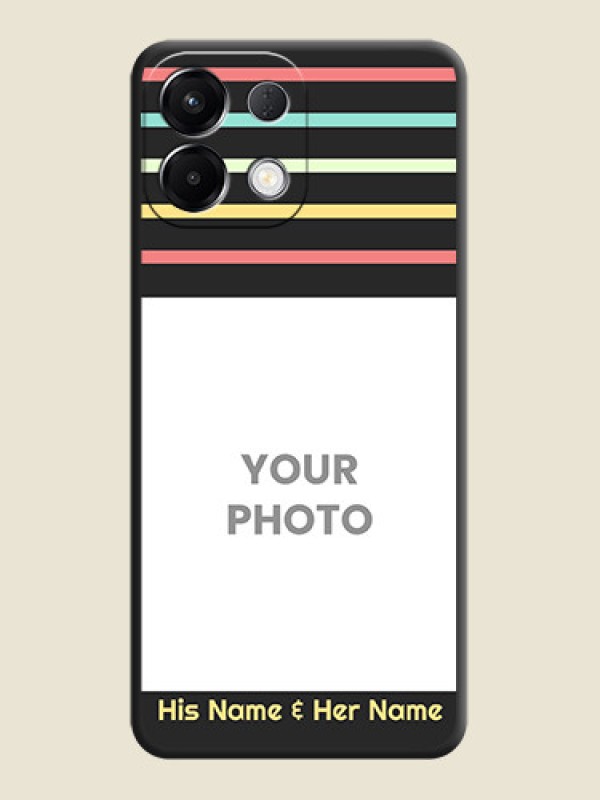 Custom Color Stripes with Photo and Text on Photo On Space Black Custom Soft Matte Mobile Back Cover - Oppo K13 5G - alternate view
