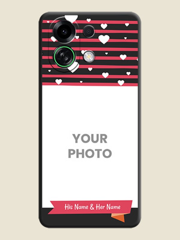 Custom White Color Love Symbols with Pink Lines Pattern On Space Black Custom Soft Matte Mobile Back Cover - Oppo K13 Turbo 5G - alternate view