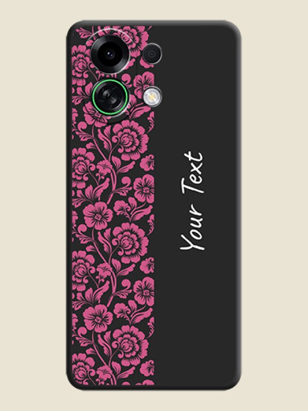 Custom Pink Floral Pattern Design With Custom Text On Space Black Custom Soft Matte Mobile Back Cover - Oppo K13 Turbo 5G - alternate view