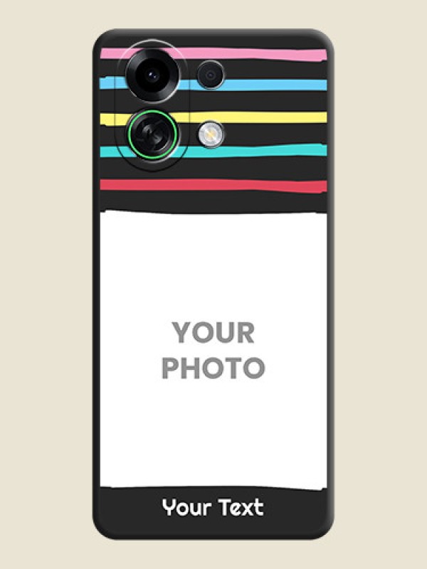 Custom Multicolor Lines with Image On Space Black Custom Soft Matte Mobile Back Cover - Oppo K13 Turbo Pro 5G - alternate view