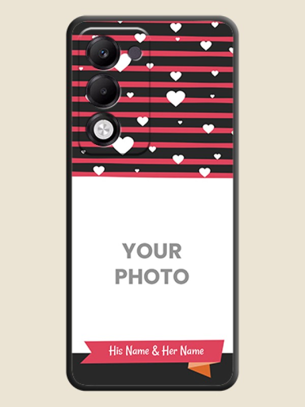 Custom White Color Love Symbols with Pink Lines Pattern On Space Black Custom Soft Matte Mobile Back Cover - Oppo k13x 5G - alternate view