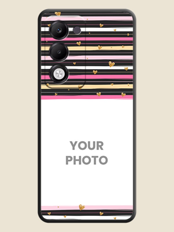 Custom Multicolor Lines and Golden Love Symbols Design on Photo On Space Black Custom Soft Matte Mobile Back Cover - Oppo k13x 5G - alternate view