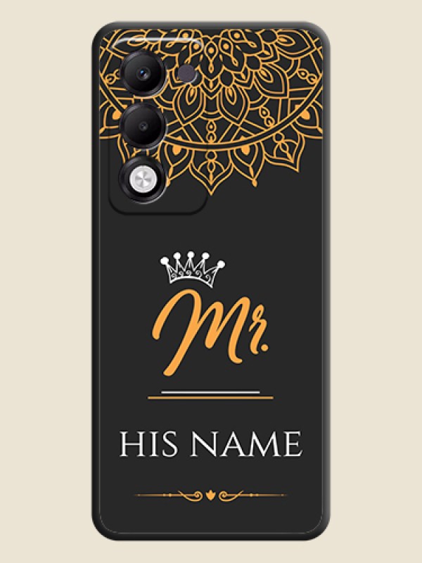 Custom Mr Name with Floral Design On Space Black Custom Soft Matte Mobile Back Cover - Oppo k13x 5G - alternate view