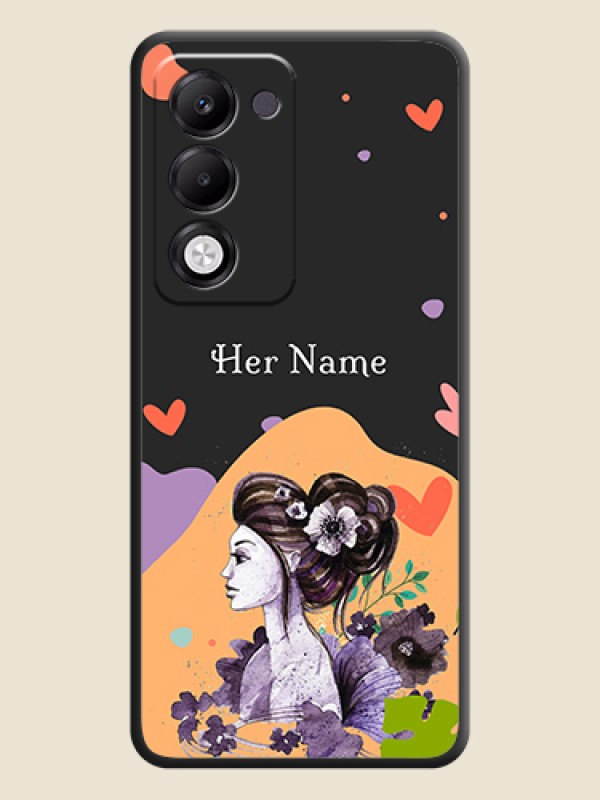 Custom Namecase For Her With Fancy Lady Image On Space Black Custom Soft Matte Mobile Back Cover - Oppo k13x 5G - alternate view