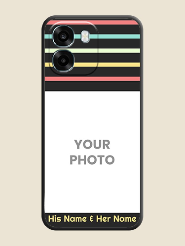 Custom Color Stripes with Photo and Text on Photo On Space Black Custom Soft Matte Mobile Back Cover - Oppo K14 5G - alternate view