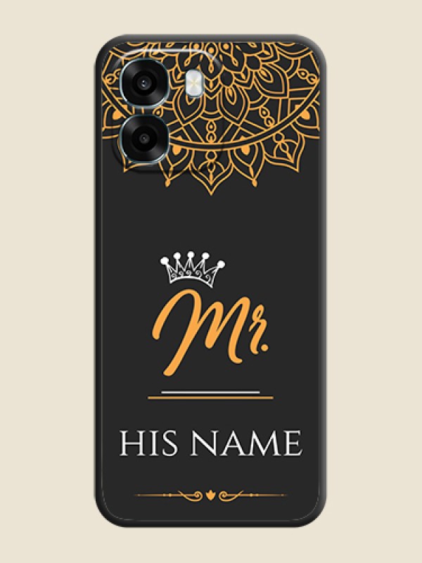 Custom Mr Name with Floral Design On Space Black Custom Soft Matte Mobile Back Cover - Oppo K14 5G - alternate view