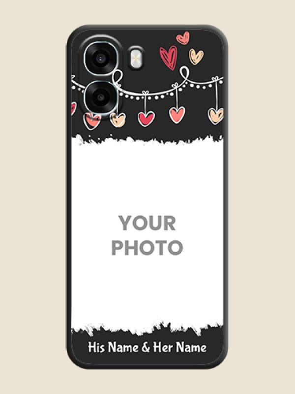 Custom Pink Love Hangings with Name On Space Black Custom Soft Matte Mobile Back Cover - Oppo K14x 5G - alternate view