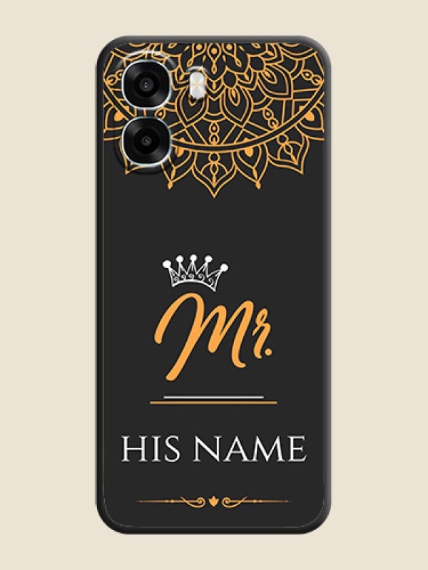 Custom Mr Name with Floral Design On Space Black Custom Soft Matte Mobile Back Cover - Oppo K14x 5G - alternate view
