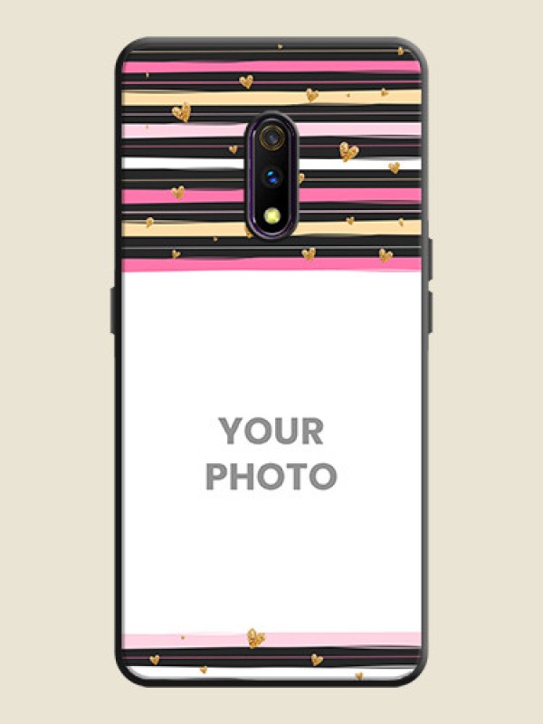 Custom Multicolor Lines and Golden Love Symbols Design on Photo on Space Black Soft Matte Mobile Cover - Oppo K3 - alternate view