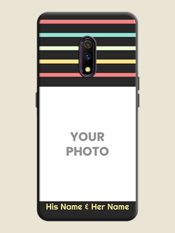 Custom Color Stripes with Photo and Text on Photo on Space Black Soft Matte Mobile Case - Oppo K3 - alternate view
