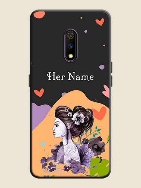 Custom Namecase For Her With Fancy Lady Image On Space Black Personalized Soft Matte Phone Covers -Oppo K3 - alternate view